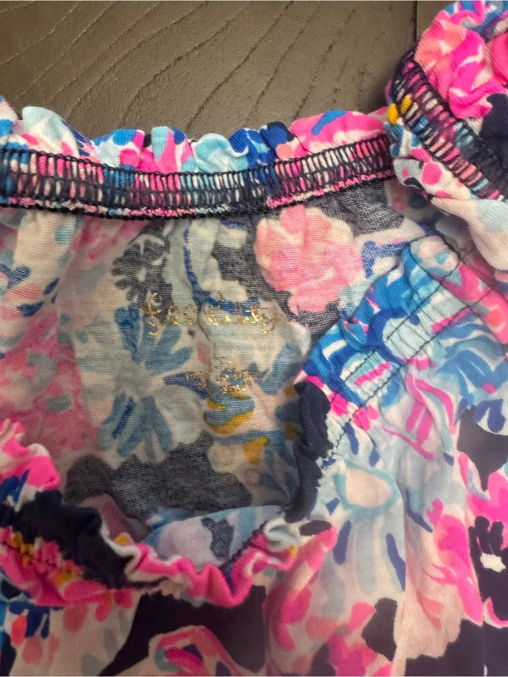 Lilly Pulitzer Navy Floral Dress with Pink & Blue Accents